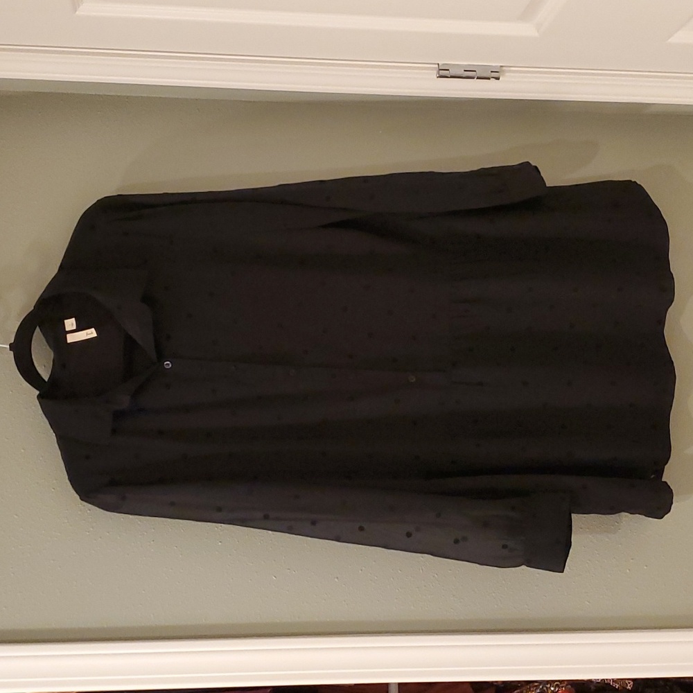 Frenchi black drop waist button down dress
